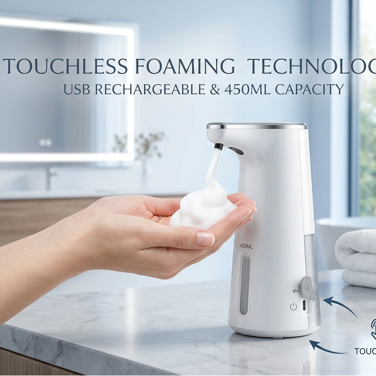 450ML Automatic Soap Dispenser Touchless Foaming Soap Dispenser USB Rechargeable Electric Liquld Soap Dispenser